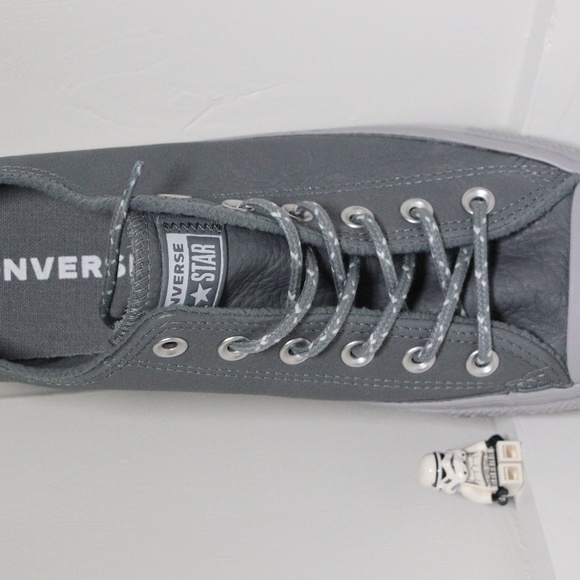 Gray Leather Converse All Star Low Top - Picture 7 of 7